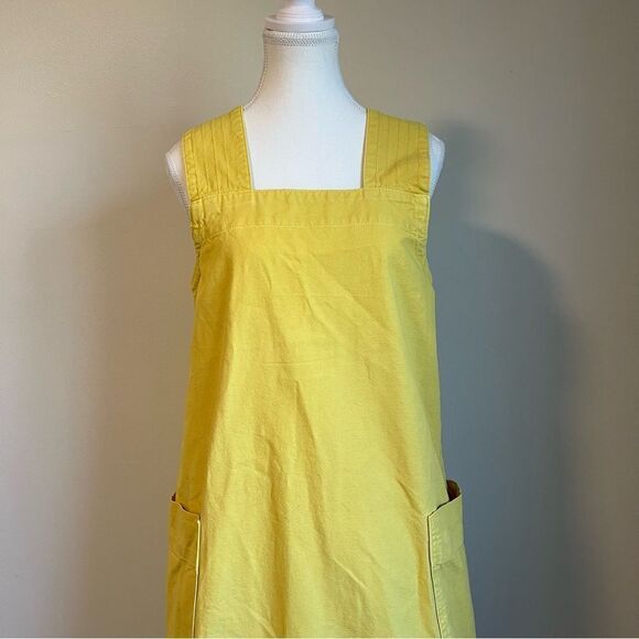 EVERLANE The Cross-Back Apron Mini Denim Dress Organic Cotton in Lemon Small - Picture 5 of 10